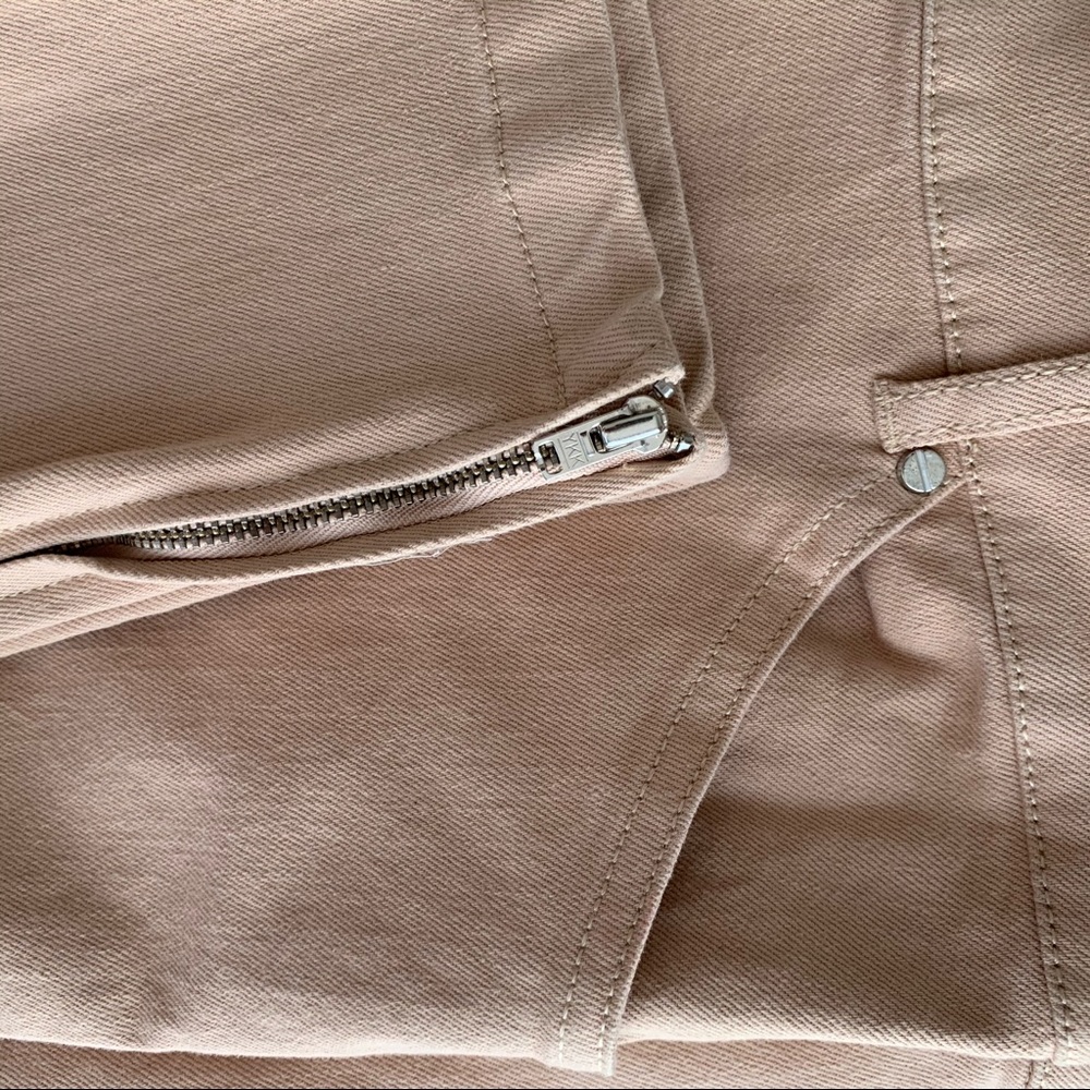 BALENCIAGA Moto Skinny Zip Peach Jeans Ankle Graze